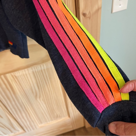 Aviator Nation Bolt Embroidery Classic Cropped Crew Sweatshirt. Size Small. - Picture 6 of 16